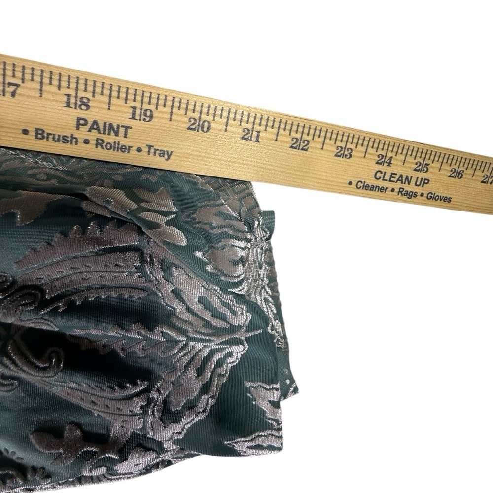 Umgee 1XL Sage Green Metallic Floral Boho Peasant Blouse Balloon Sleeve Top - Picture 10 of 13